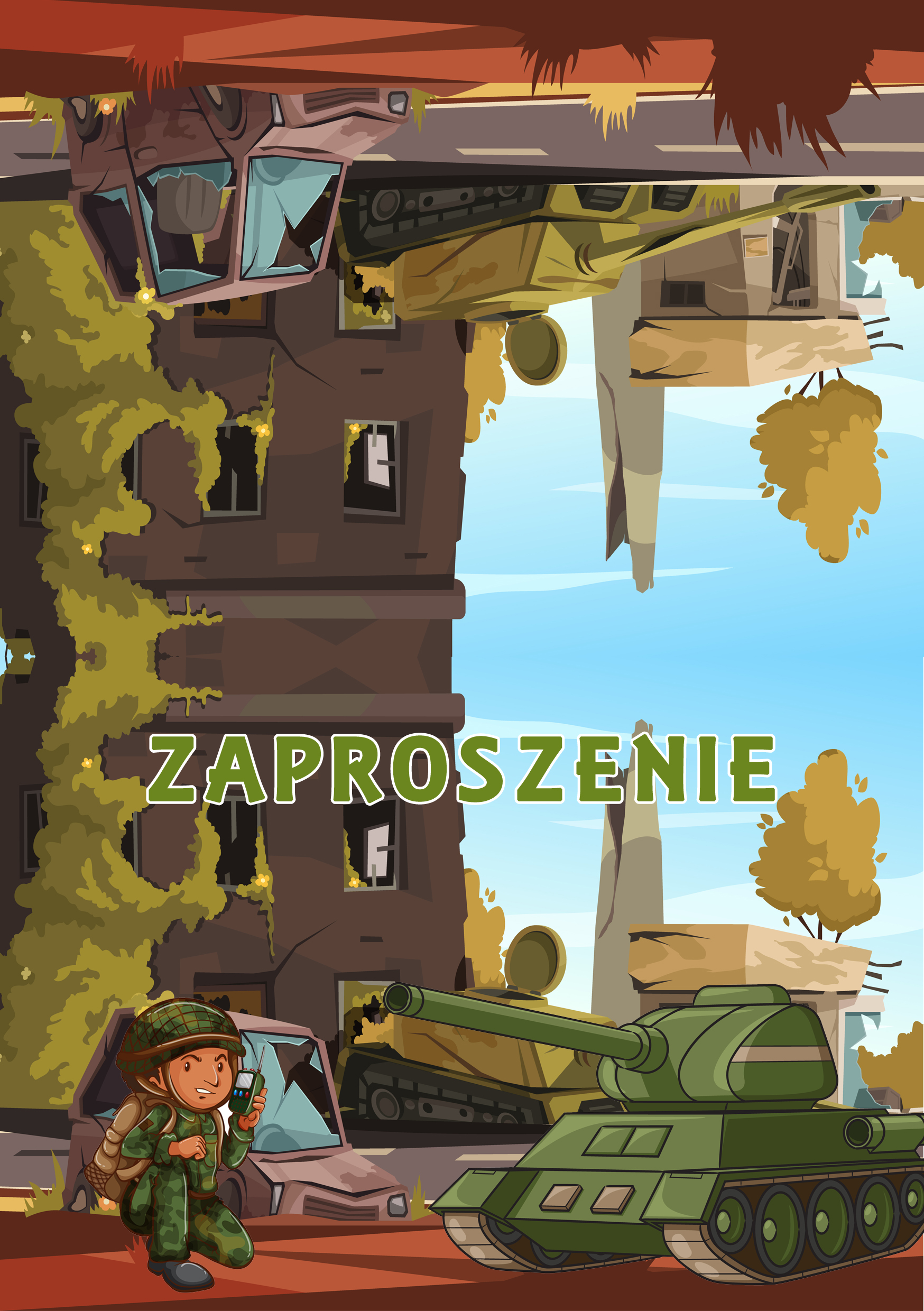 Zaproszenia na urodziny dla dzieci urodzinowe czołg żołnierze