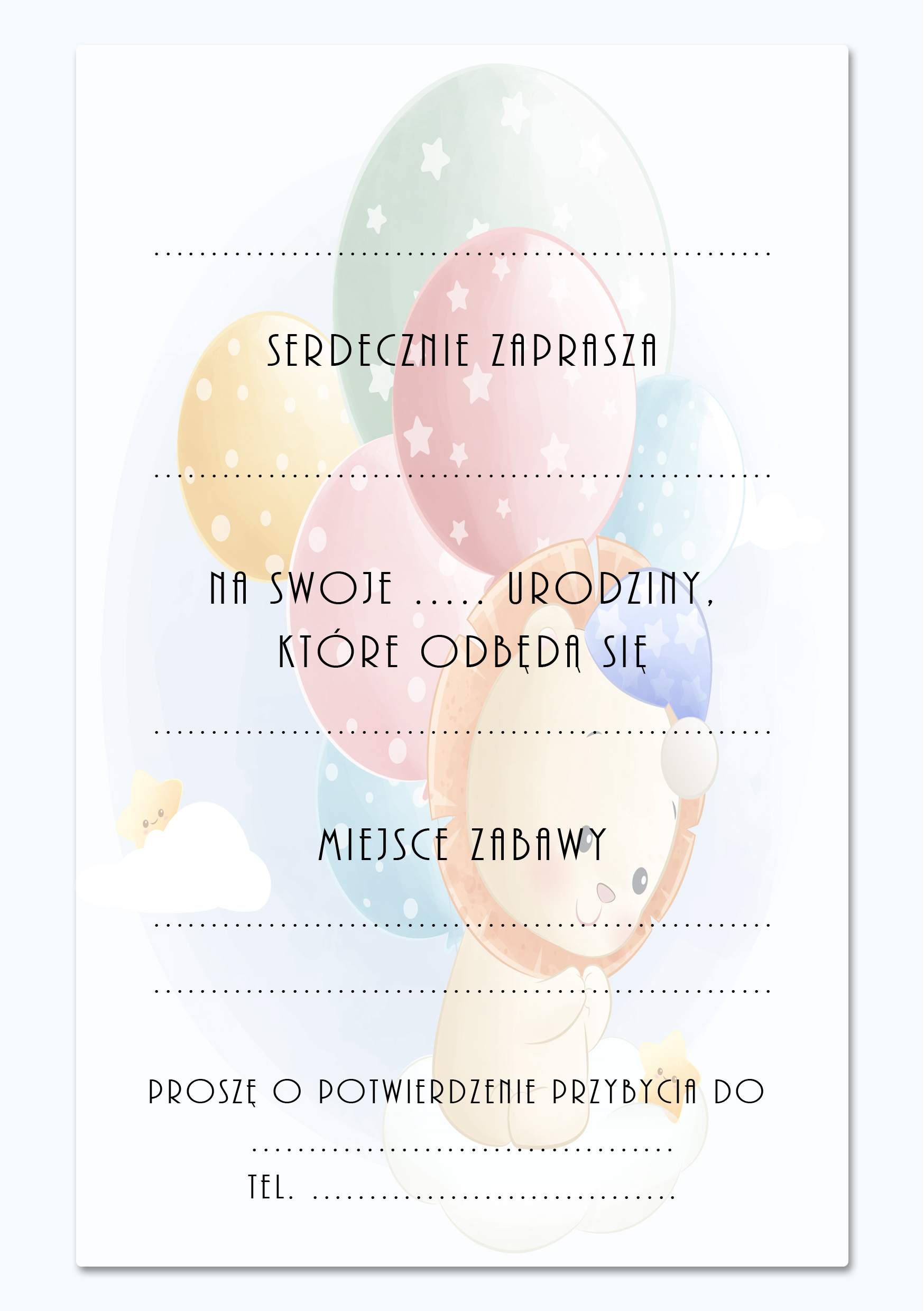 Zaproszenia na urodziny dla dzieci urodzinowe zwierzątka