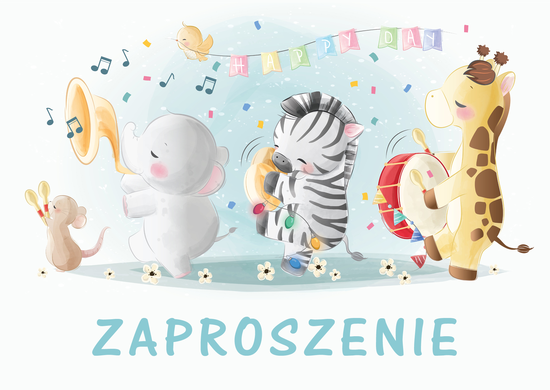 Zaproszenia na urodziny dla dzieci urodzinowe zwierzątka
