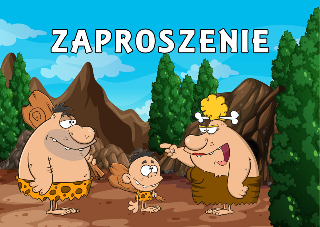 Zaproszenia na urodziny dla dzieci urodzinowe jaskiniowcy