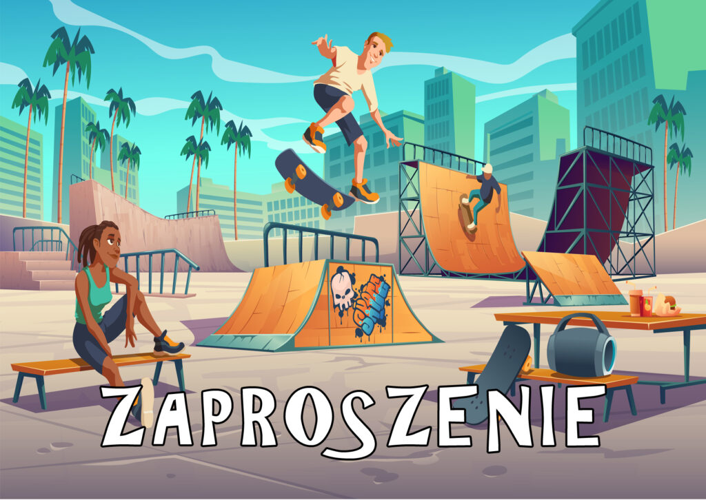 Zaproszenia na urodziny dla dzieci urodzinowe deskorolka skate