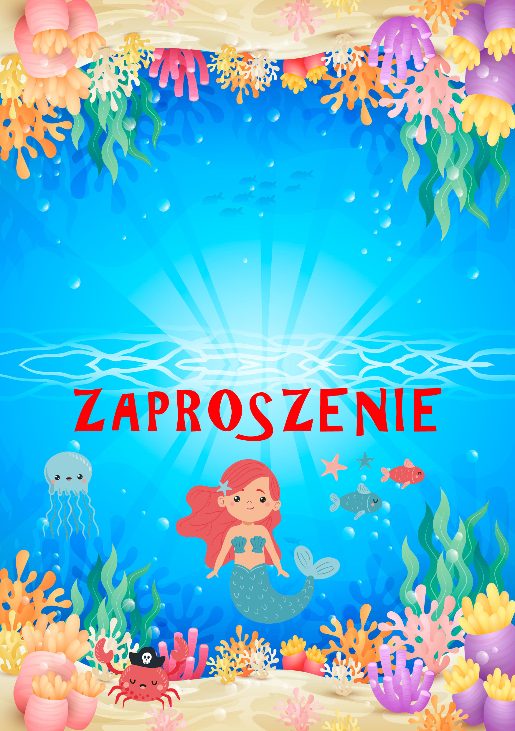Zaproszenia na urodziny dla dzieci urodzinowe syrenka ryby