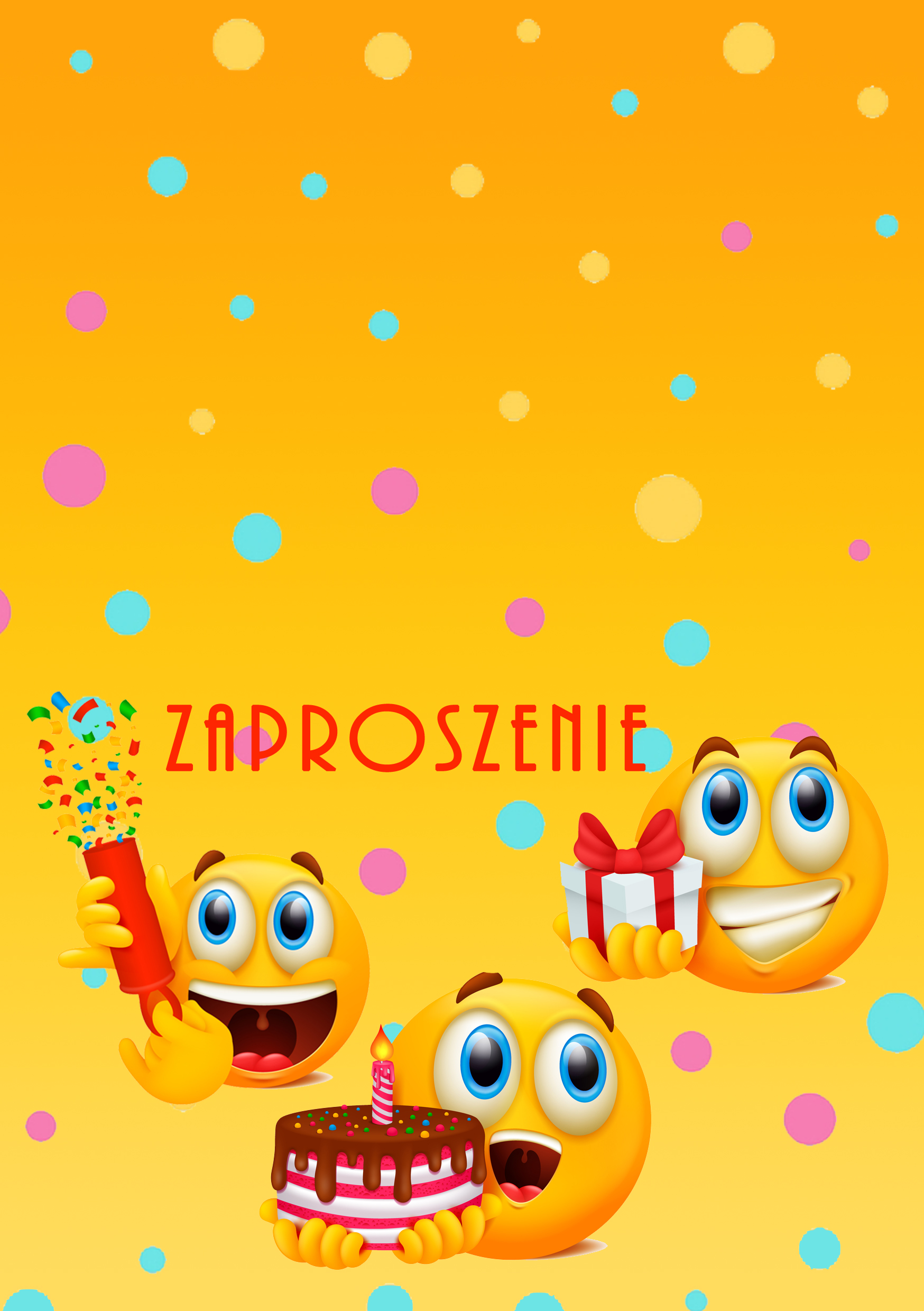Zaproszenia na urodziny dla dzieci urodzinowe emoji emotki