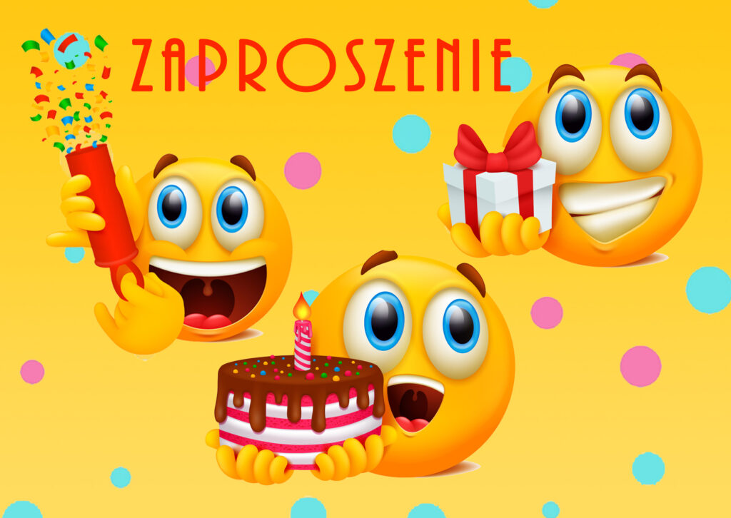 Zaproszenia na urodziny dla dzieci urodzinowe emoji emotki