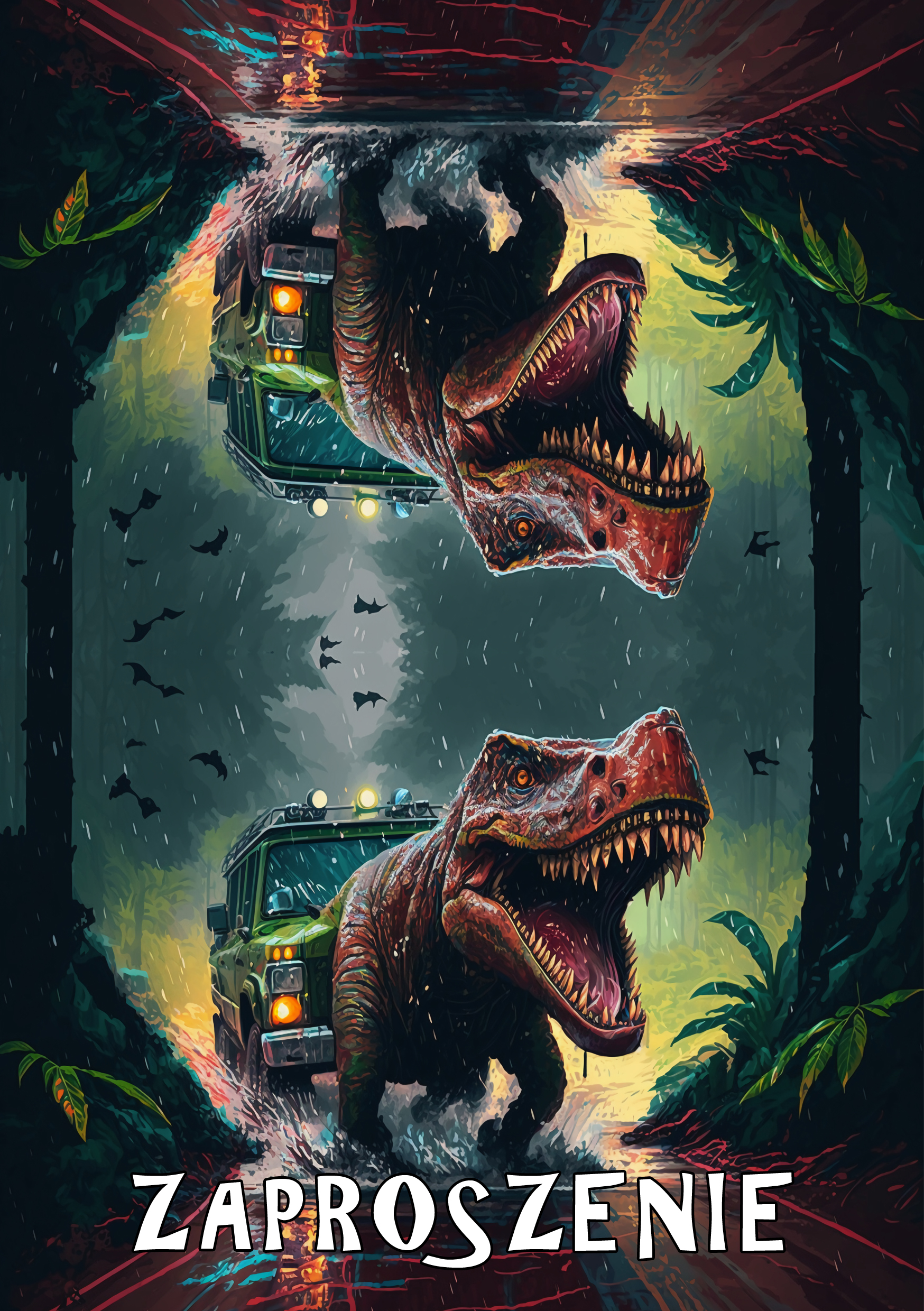 Zaproszenia na urodziny dla dzieci urodzinowe dinozaury trex