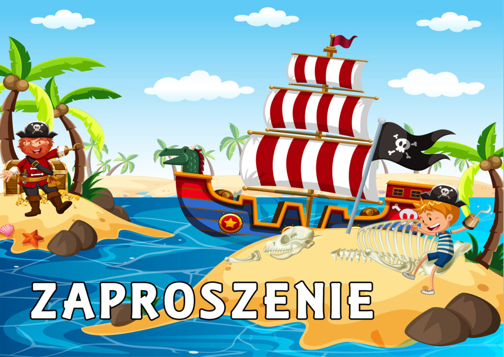 Zaproszenia na urodziny dla dzieci urodzinowe piraci statek