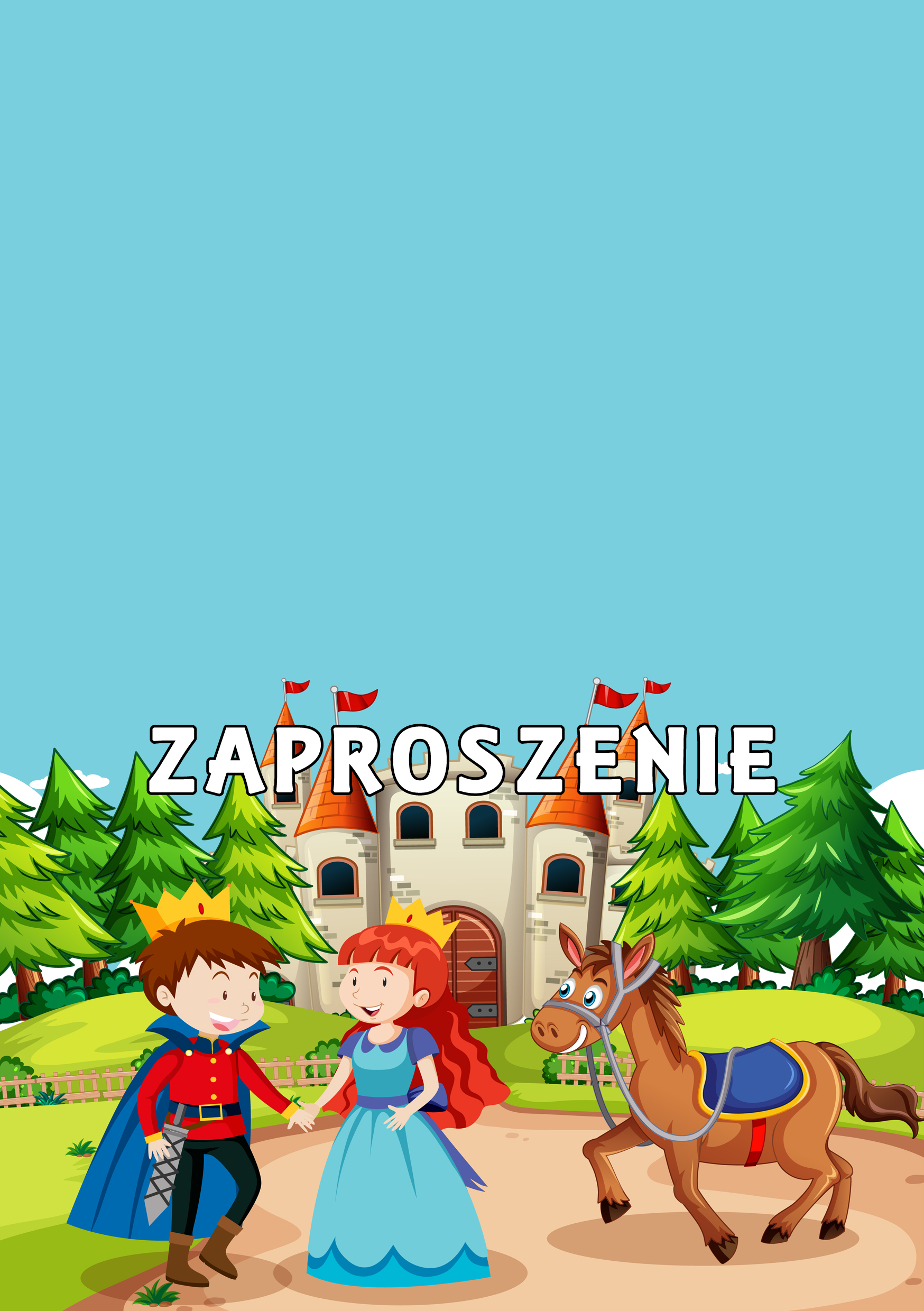 Zaproszenia na urodziny dla dzieci urodzinowe księżniczka zamek