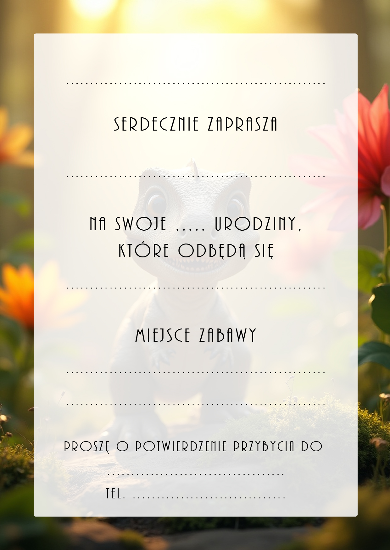 Zaproszenia na urodziny dla dzieci urodzinowe dinozaury