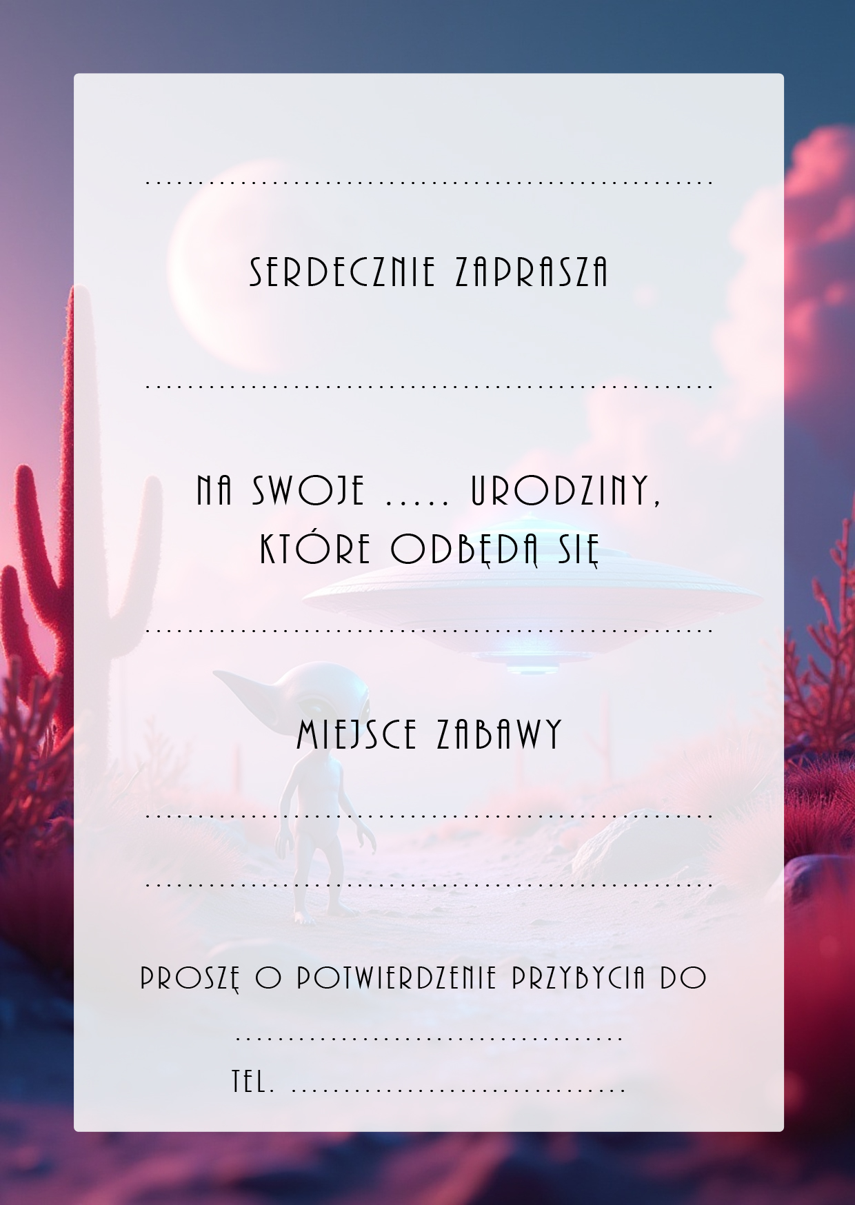 Zaproszenia na urodziny dla dzieci urodzinowe kosmos kosmonauta planety
