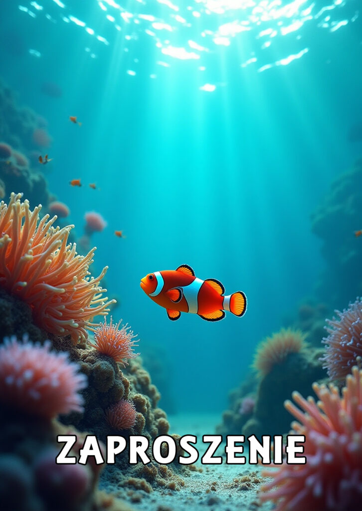 Zaproszenia na urodziny dla dzieci urodzinowe zwierzątka ryby ocean