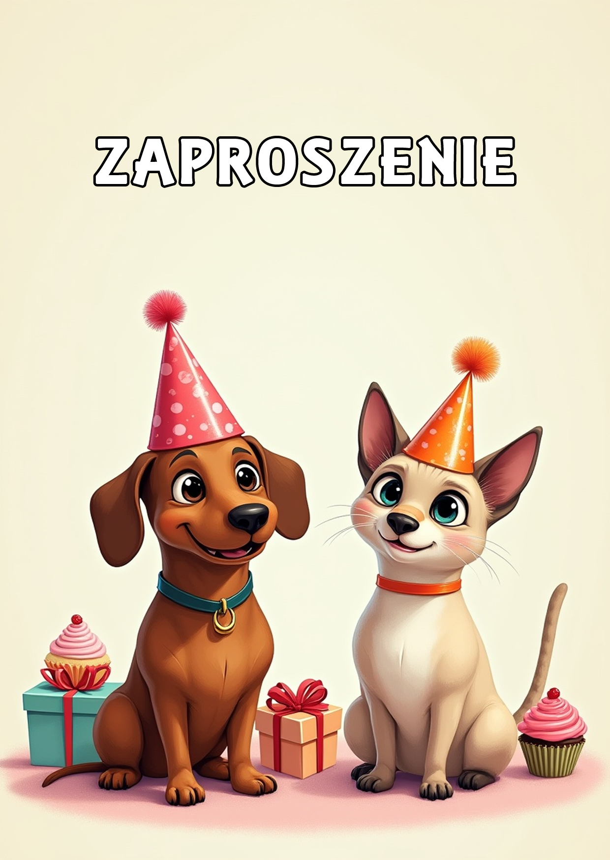 Zaproszenia na urodziny dla dzieci urodzinowe zwierzątka pieski
