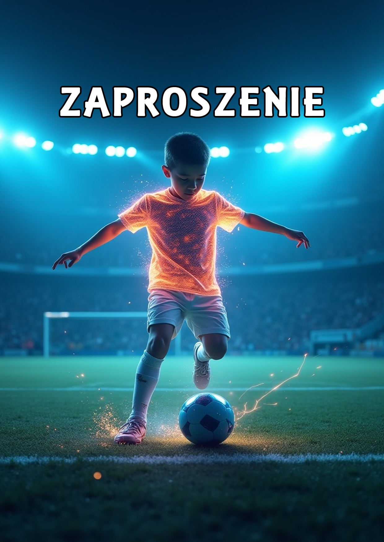 Zaproszenia na urodziny dla dzieci urodzinowe sport piłka boisko stadion