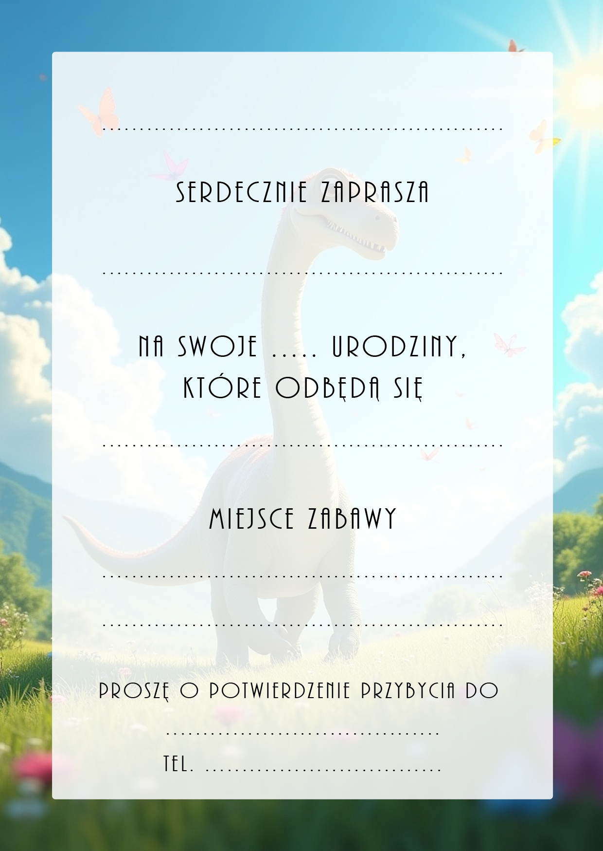 Zaproszenia na urodziny dla dzieci urodzinowe dinozaury