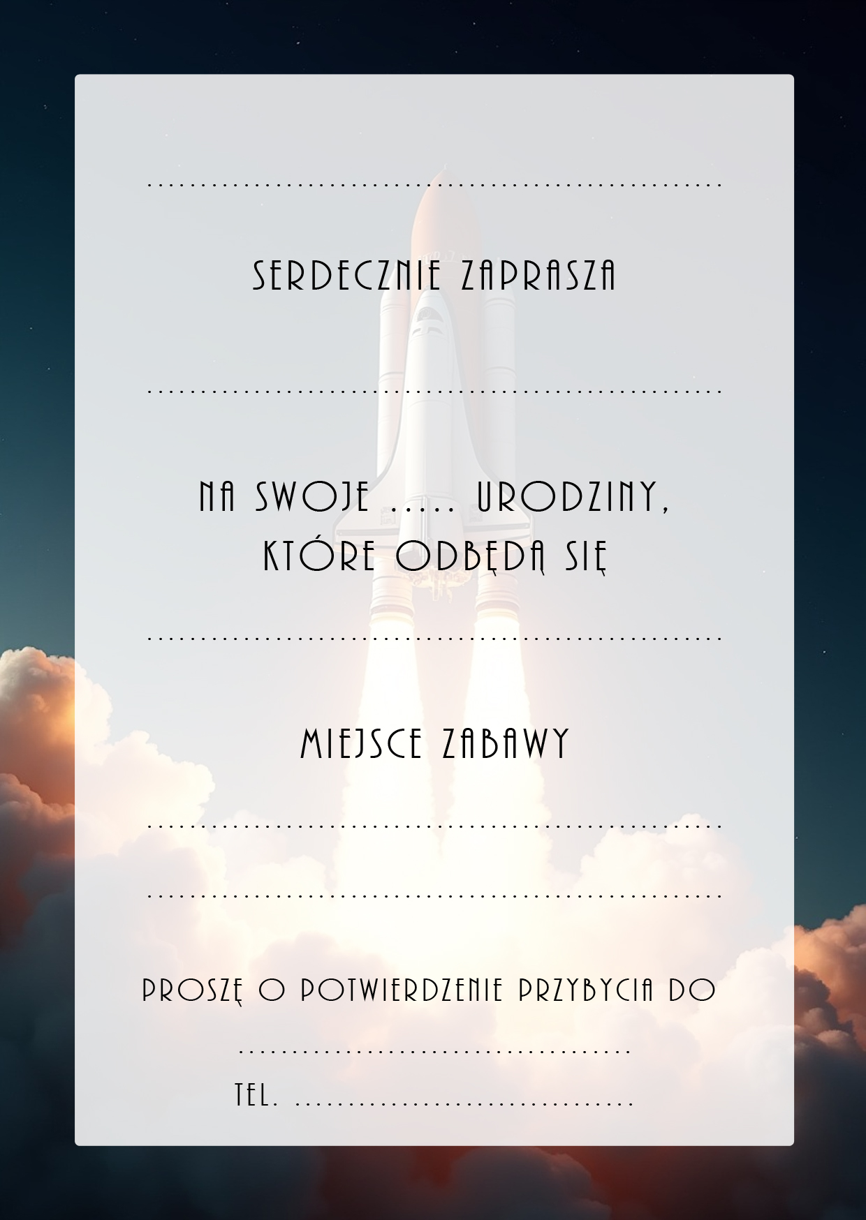 Zaproszenia na urodziny dla dzieci urodzinowe kosmos kosmonauta planety