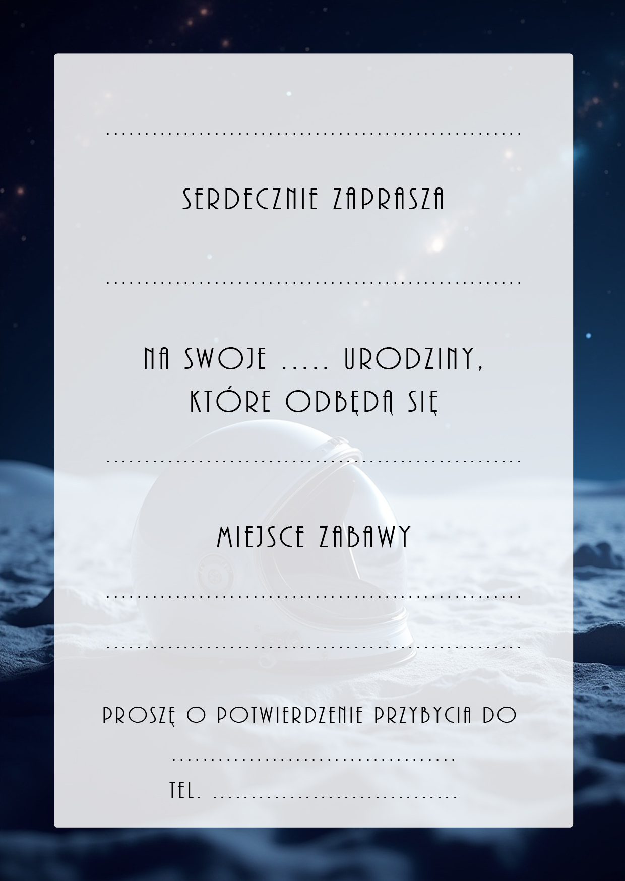Zaproszenia na urodziny dla dzieci urodzinowe kosmos kosmonauta planety